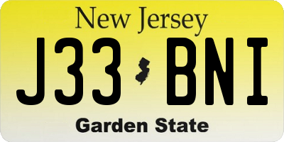 NJ license plate J33BNI