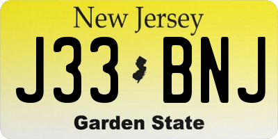NJ license plate J33BNJ