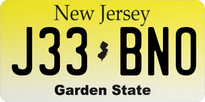 NJ license plate J33BNO