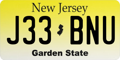 NJ license plate J33BNU