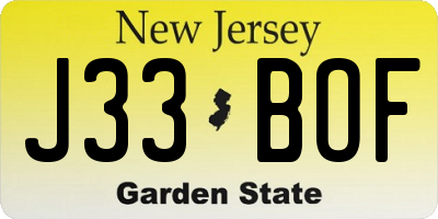 NJ license plate J33BOF