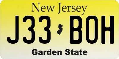 NJ license plate J33BOH
