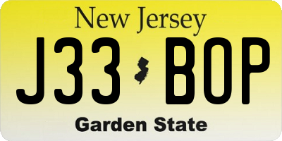 NJ license plate J33BOP