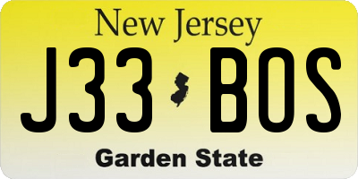 NJ license plate J33BOS