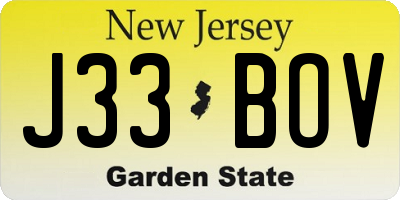 NJ license plate J33BOV