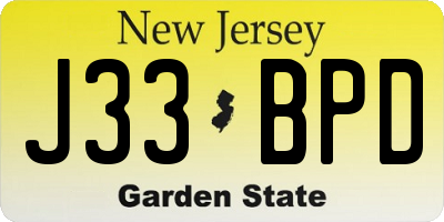 NJ license plate J33BPD