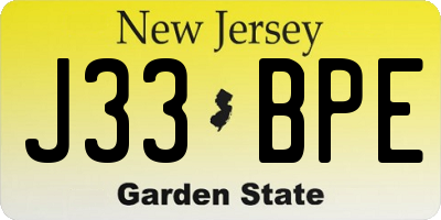 NJ license plate J33BPE