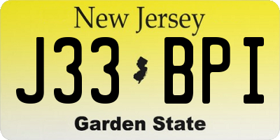 NJ license plate J33BPI