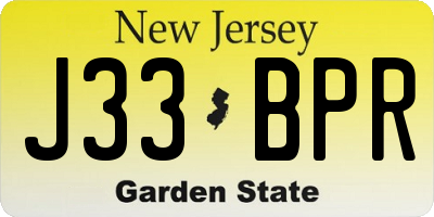 NJ license plate J33BPR