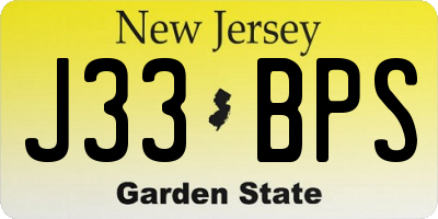 NJ license plate J33BPS