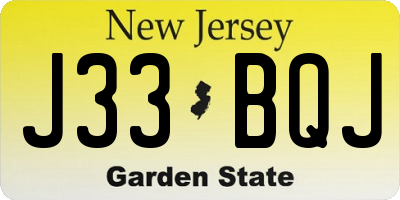 NJ license plate J33BQJ
