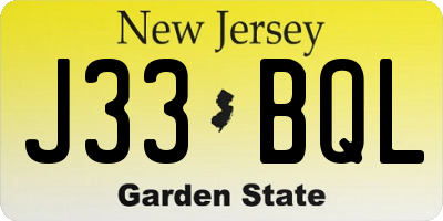 NJ license plate J33BQL