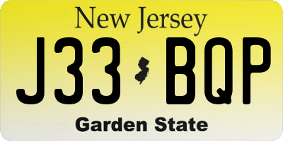 NJ license plate J33BQP