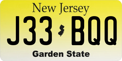 NJ license plate J33BQQ