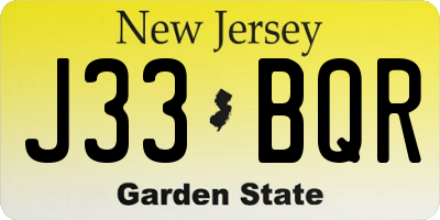 NJ license plate J33BQR