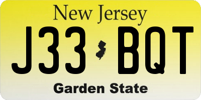 NJ license plate J33BQT