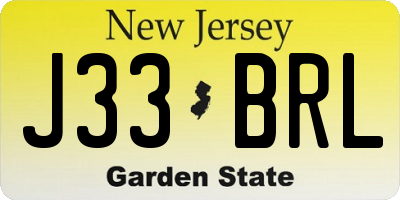 NJ license plate J33BRL