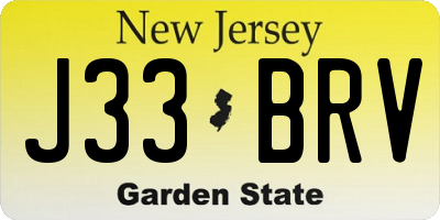 NJ license plate J33BRV