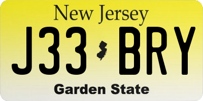 NJ license plate J33BRY