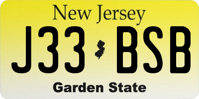 NJ license plate J33BSB