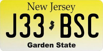 NJ license plate J33BSC