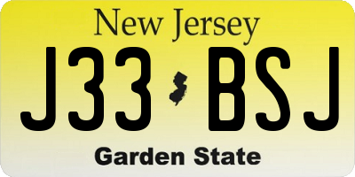 NJ license plate J33BSJ