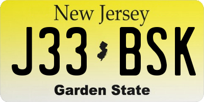NJ license plate J33BSK