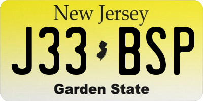 NJ license plate J33BSP