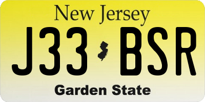 NJ license plate J33BSR