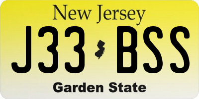 NJ license plate J33BSS
