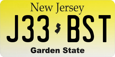 NJ license plate J33BST