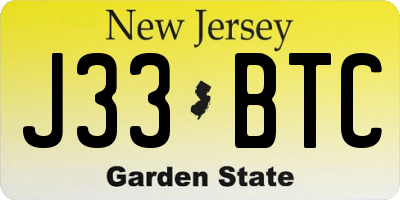 NJ license plate J33BTC