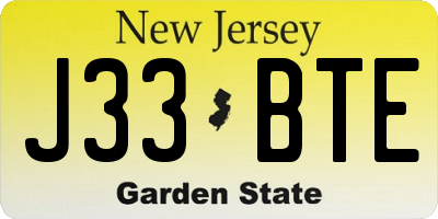 NJ license plate J33BTE
