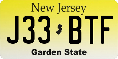 NJ license plate J33BTF
