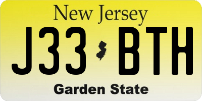 NJ license plate J33BTH