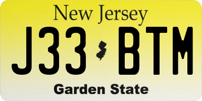 NJ license plate J33BTM