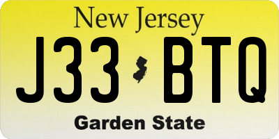 NJ license plate J33BTQ