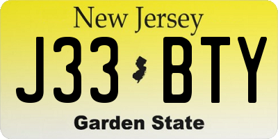 NJ license plate J33BTY