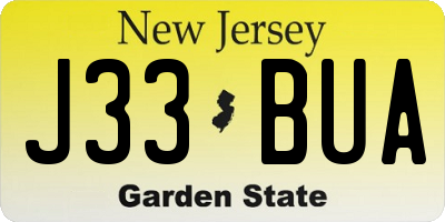 NJ license plate J33BUA