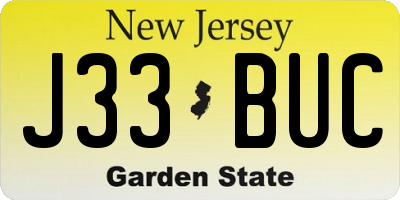NJ license plate J33BUC