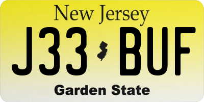NJ license plate J33BUF