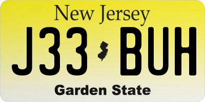 NJ license plate J33BUH