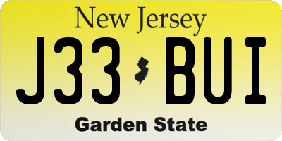 NJ license plate J33BUI