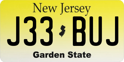 NJ license plate J33BUJ