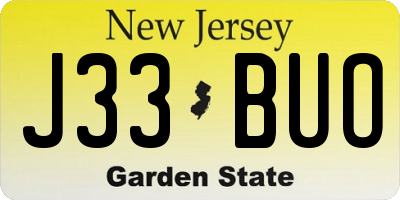 NJ license plate J33BUO