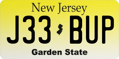 NJ license plate J33BUP