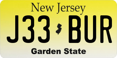NJ license plate J33BUR