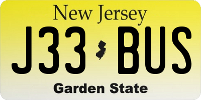 NJ license plate J33BUS