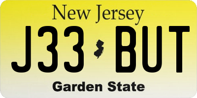 NJ license plate J33BUT