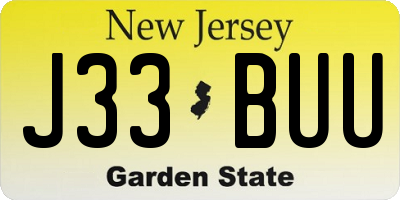 NJ license plate J33BUU